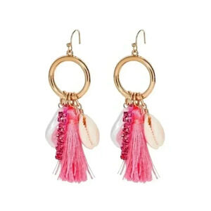 Cowrie Shell Open Hoop Pink Earrings A New Day NWT